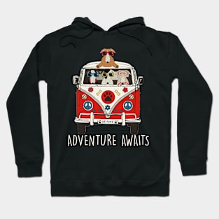 Borzoi Adventure Awaits Artwork Camper Hoodie